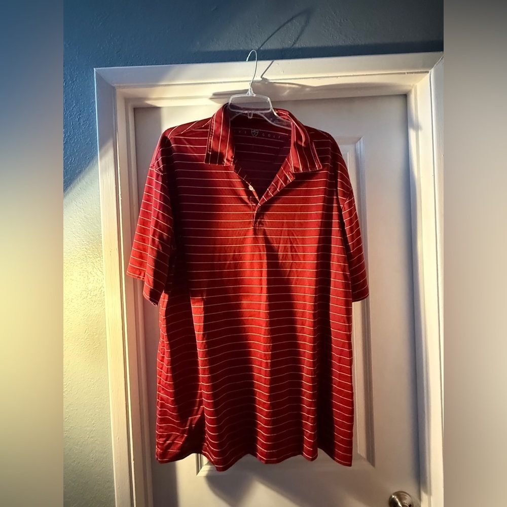 Nike Golf Men’s XXL Red Striped Polo Shirt Short Sleeved Top